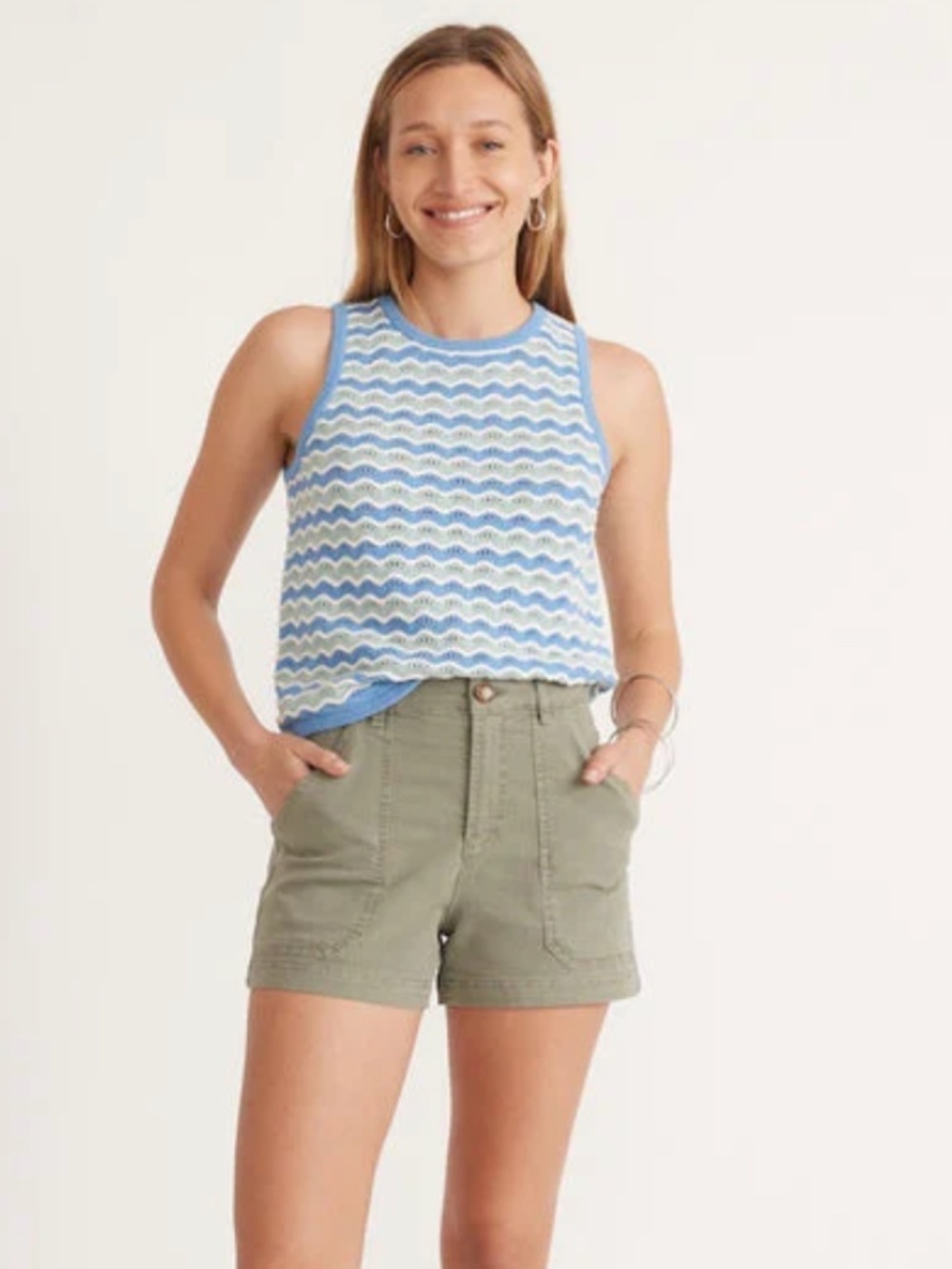 Marine Layer Maya Shorts Women's 4 Olive Green High‎ Rise Utility Beach Summer